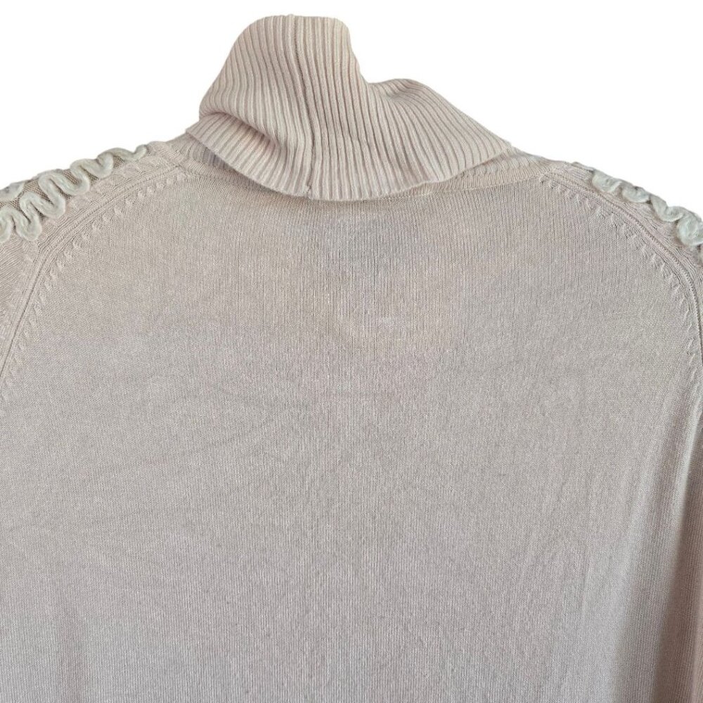 Boston Proper Floral Lace Embroidered Cowl Neck Sweater Blush Pink Size L - Picture 5 of 9